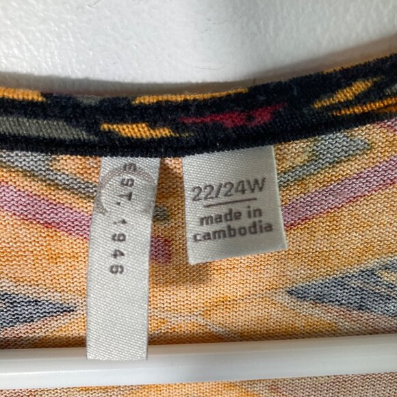 Womens Cato Aztec Open Vest Cover Orange Black 22/24W Polyester Spandex - Picture 5 of 7
